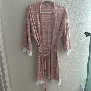 Soft Pink and White Lace Trim Robe